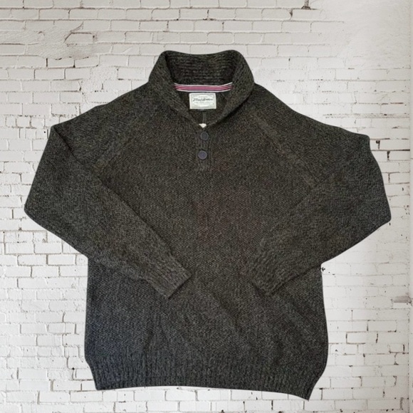 Flag & Anthem Shawl Collar Pullover Small NWT | Gray-Green Knit Textured Casual - Picture 1 of 4